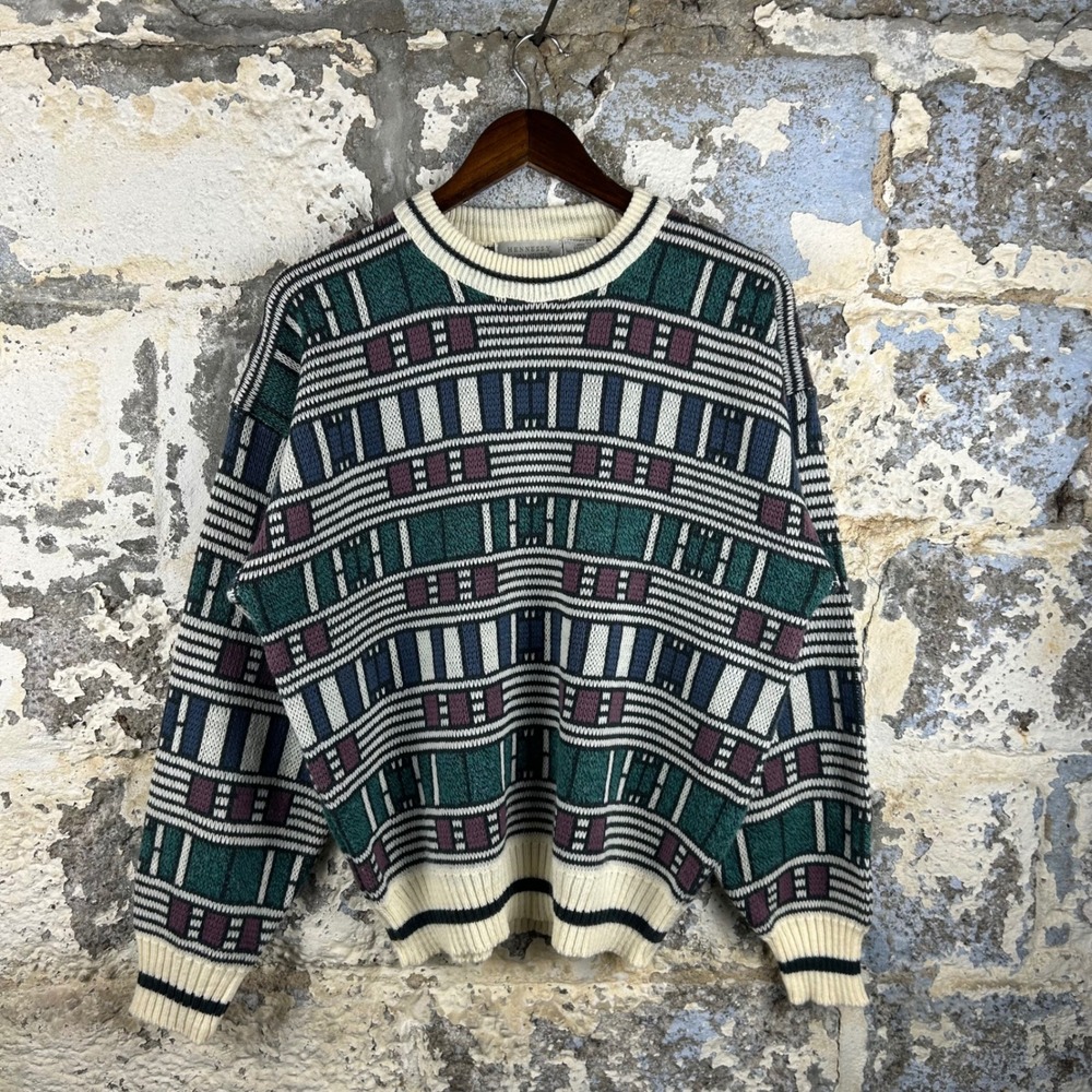 Vintage Hennessy by Van Heusen Sweater Large Vintage Geometric Crewneck Knit
